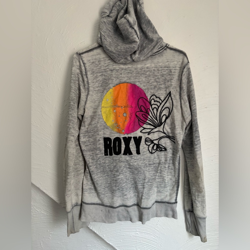 Roxy Gray Zip-up with Vibrant Graphic Size Large